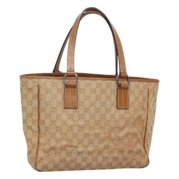 GUCCI GG Canvas Tote Bag Beige gold 113017 Auth 124360 - Picture 1 of 16
